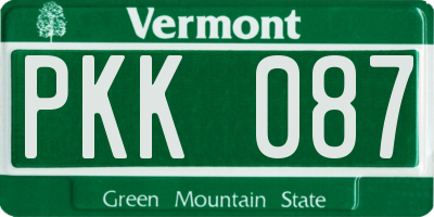 VT license plate PKK087