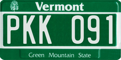 VT license plate PKK091