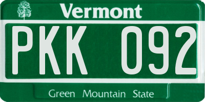 VT license plate PKK092