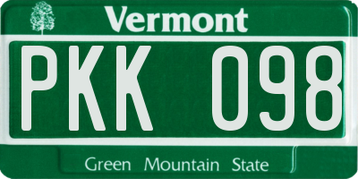 VT license plate PKK098