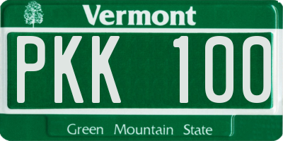 VT license plate PKK100