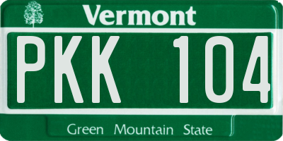 VT license plate PKK104