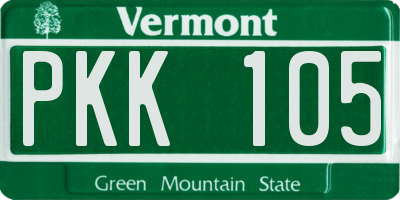 VT license plate PKK105
