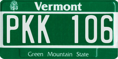 VT license plate PKK106