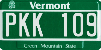 VT license plate PKK109