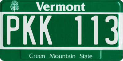 VT license plate PKK113
