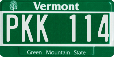VT license plate PKK114