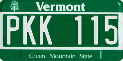 VT license plate PKK115