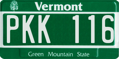 VT license plate PKK116