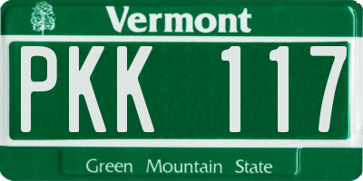 VT license plate PKK117