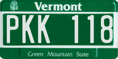 VT license plate PKK118