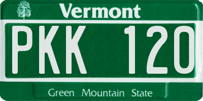 VT license plate PKK120