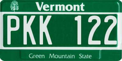 VT license plate PKK122