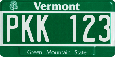 VT license plate PKK123