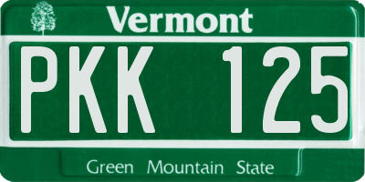 VT license plate PKK125