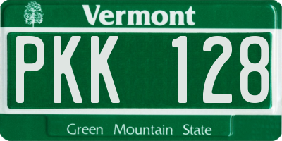 VT license plate PKK128