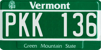 VT license plate PKK136