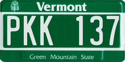 VT license plate PKK137