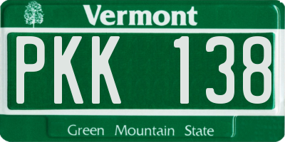 VT license plate PKK138