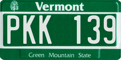 VT license plate PKK139