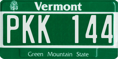 VT license plate PKK144