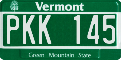 VT license plate PKK145