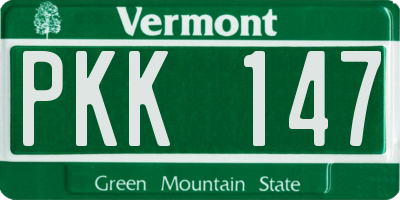 VT license plate PKK147