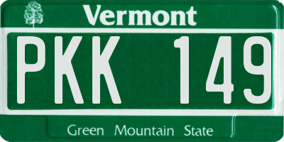 VT license plate PKK149