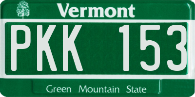 VT license plate PKK153