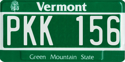 VT license plate PKK156