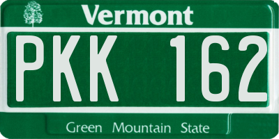 VT license plate PKK162