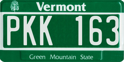 VT license plate PKK163