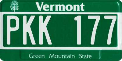 VT license plate PKK177