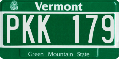 VT license plate PKK179