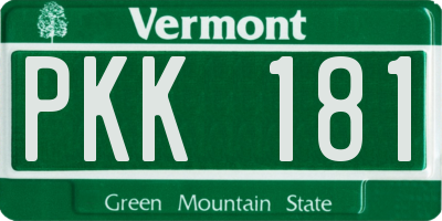 VT license plate PKK181
