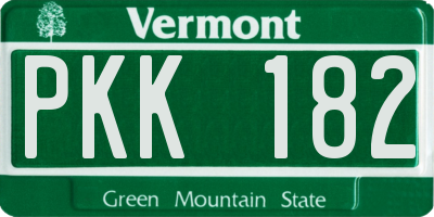 VT license plate PKK182