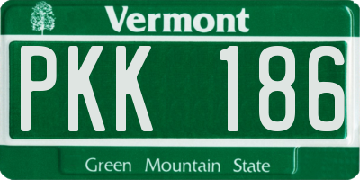 VT license plate PKK186