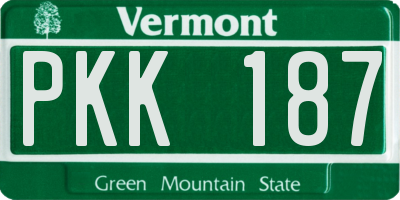VT license plate PKK187