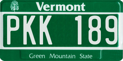 VT license plate PKK189