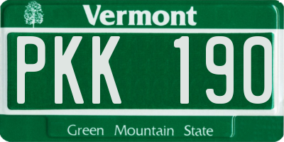 VT license plate PKK190