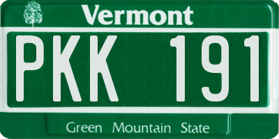 VT license plate PKK191