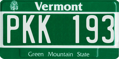 VT license plate PKK193
