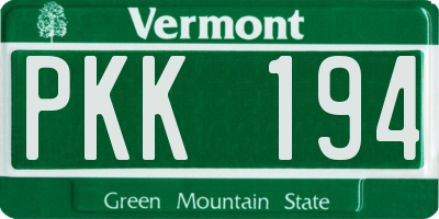 VT license plate PKK194