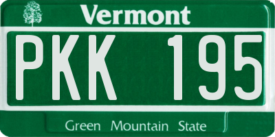 VT license plate PKK195