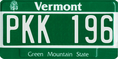 VT license plate PKK196