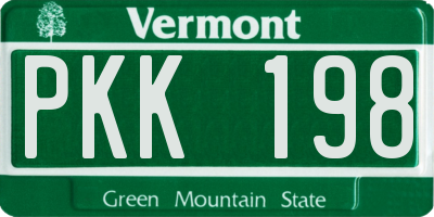 VT license plate PKK198