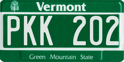VT license plate PKK202