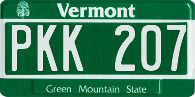 VT license plate PKK207