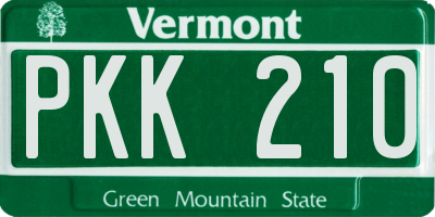 VT license plate PKK210