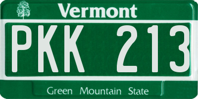 VT license plate PKK213